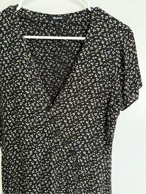 Madewell Black Ditsy Floral Button Dress